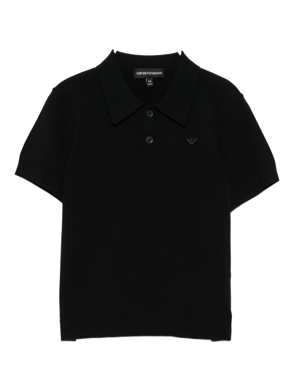 Emporio Armani Logo-embroidered Knit Polo Shirt In Black