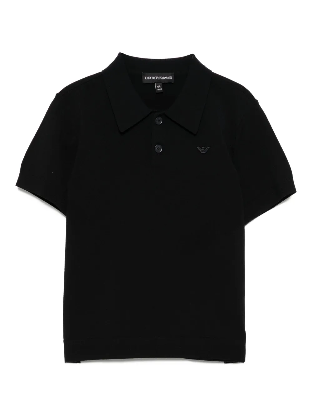 Emporio Ar i Kids Gebreid poloshirt met geborduurd logo Zwart