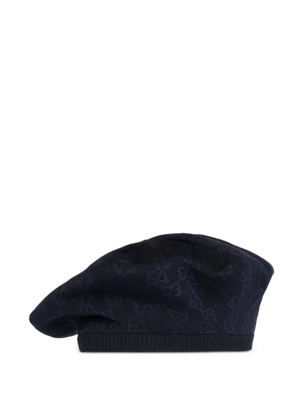 Emporio Armani Kids モノグラム ニットベレー帽 | ブルー | FARFETCH JP