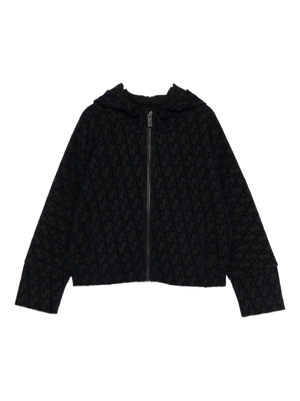 Emporio Armani Monogram Hoodie In Black