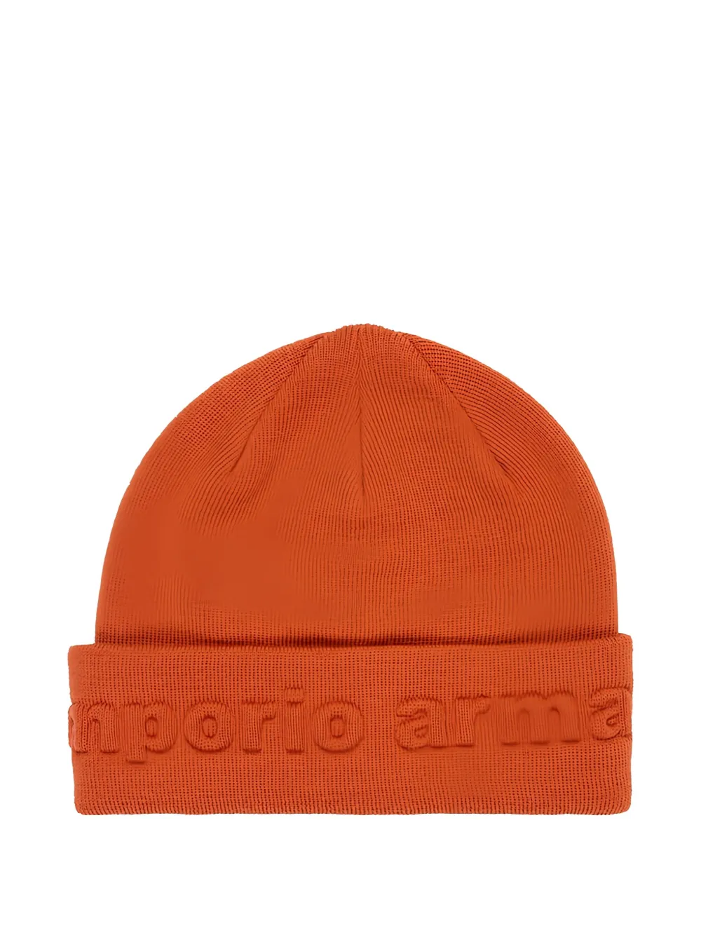 Emporio Armani Logo Beanie In Orange