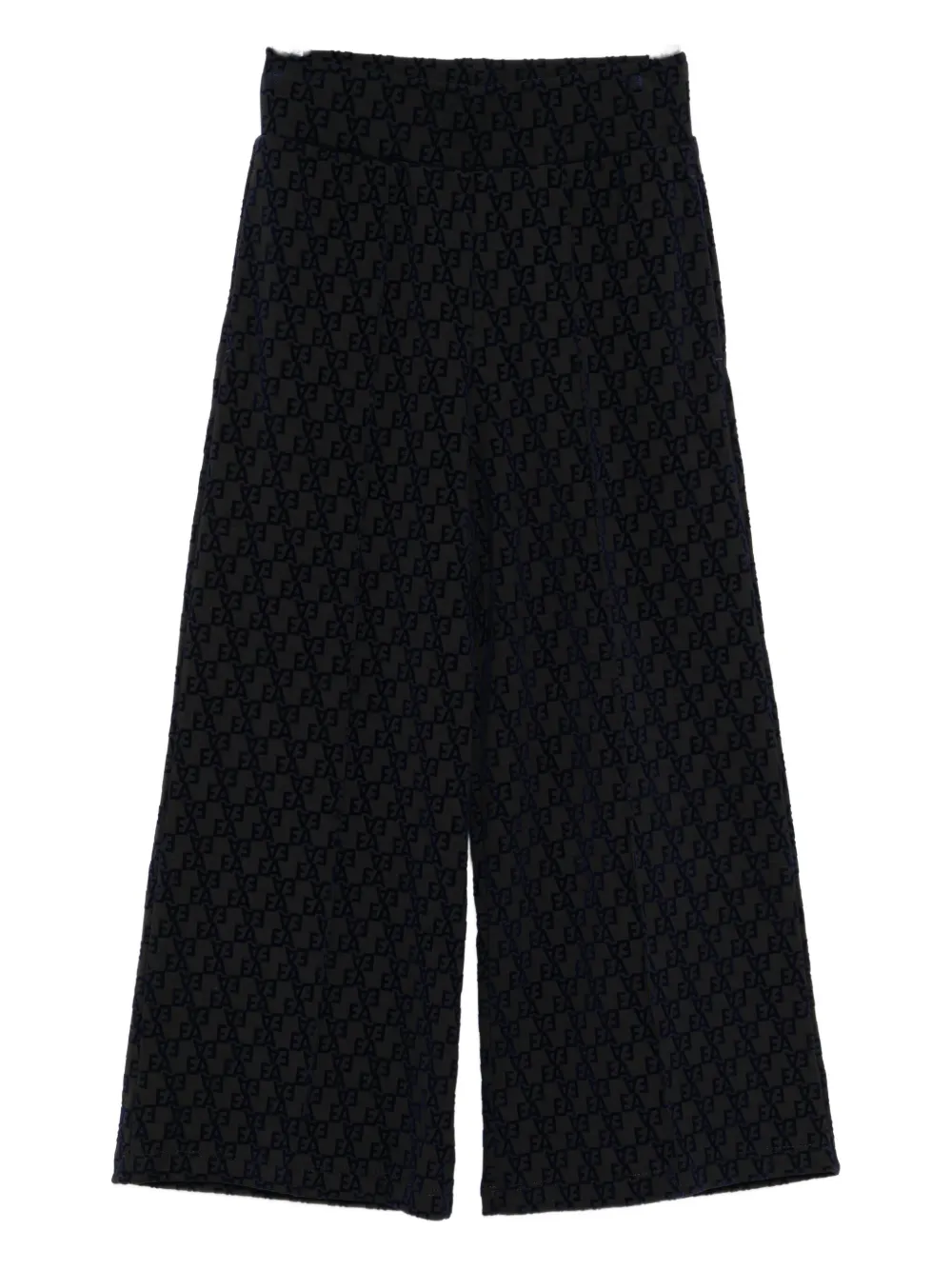 Emporio Armani Flocked-logo Jersey Track Pants In Black