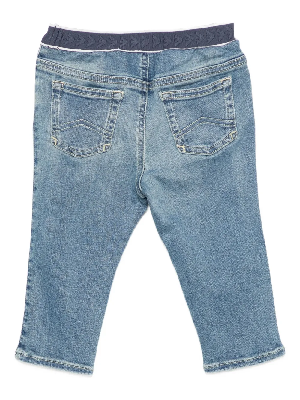 Emporio Armani Logo-waistband Jeans In Blue