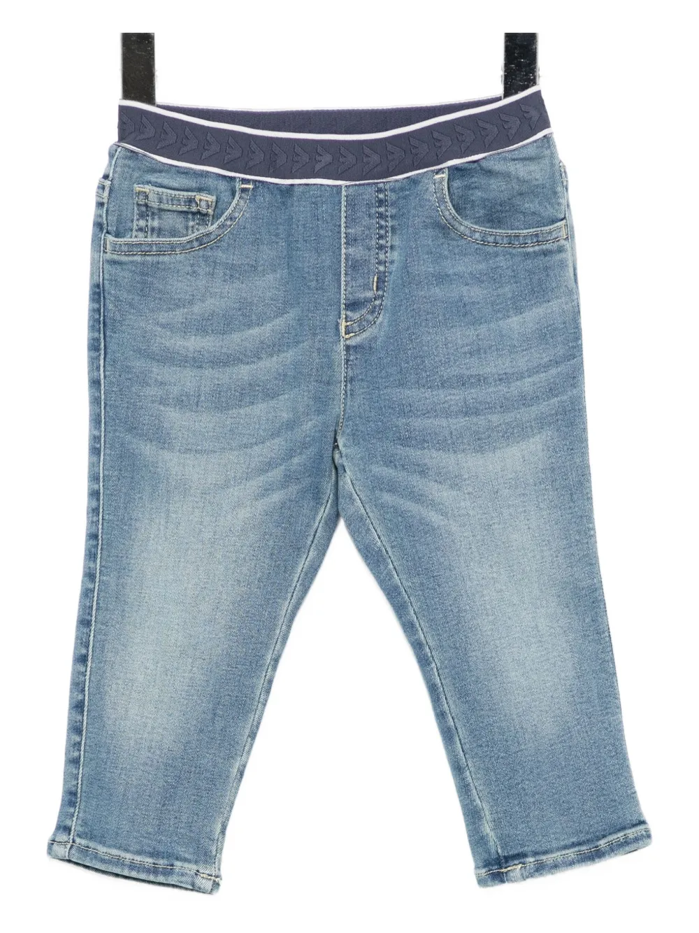 Emporio Armani Logo-waistband Jeans In Blue
