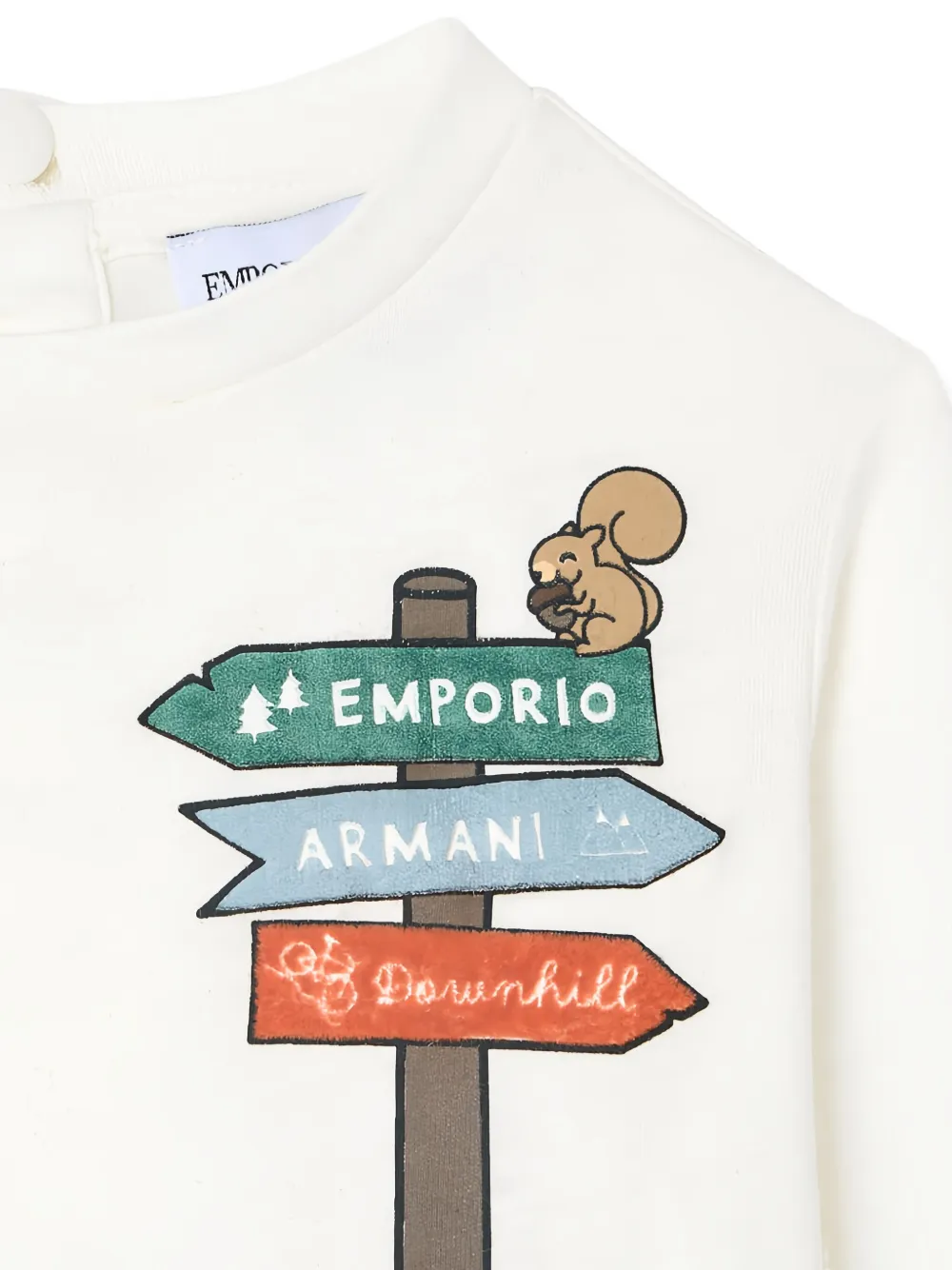 Emporio Armani Signpost Squirrel Long-sleeved Sweatshirt In White