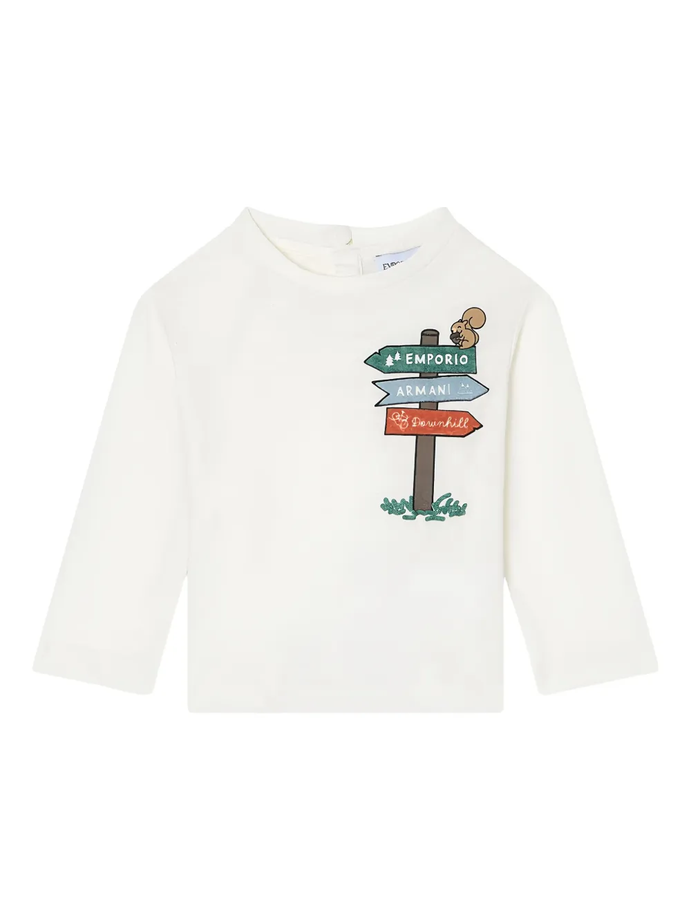 Emporio Armani Signpost Squirrel Long-sleeved Sweatshirt In White