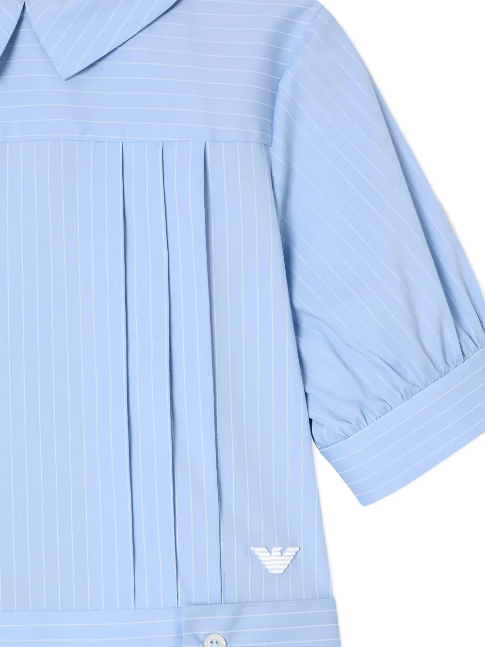 Emporio Armani Kids Geplooide jurk met krijtstreep Blauw