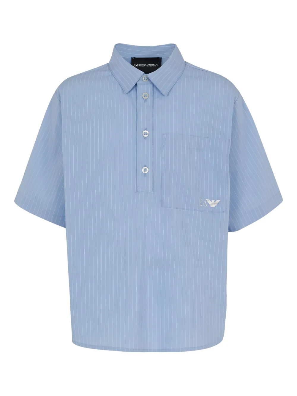 Emporio Armani Kids pinstriped polo shirt | Blue | Image 1