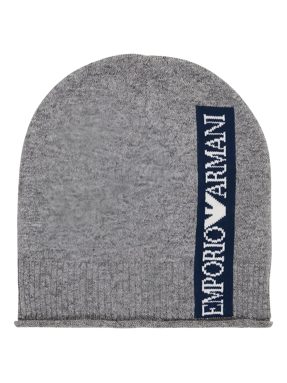 Emporio Armani Kids طقم طاقية منسوجة ببروش شعار الماركة | رمادي | Image 1