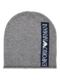 Emporio Armani Kids logo-plaque beanie set - Grey