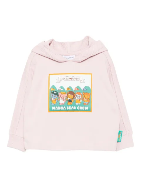 Emporio Armani Kids graphic-appliqué cotton hoodie