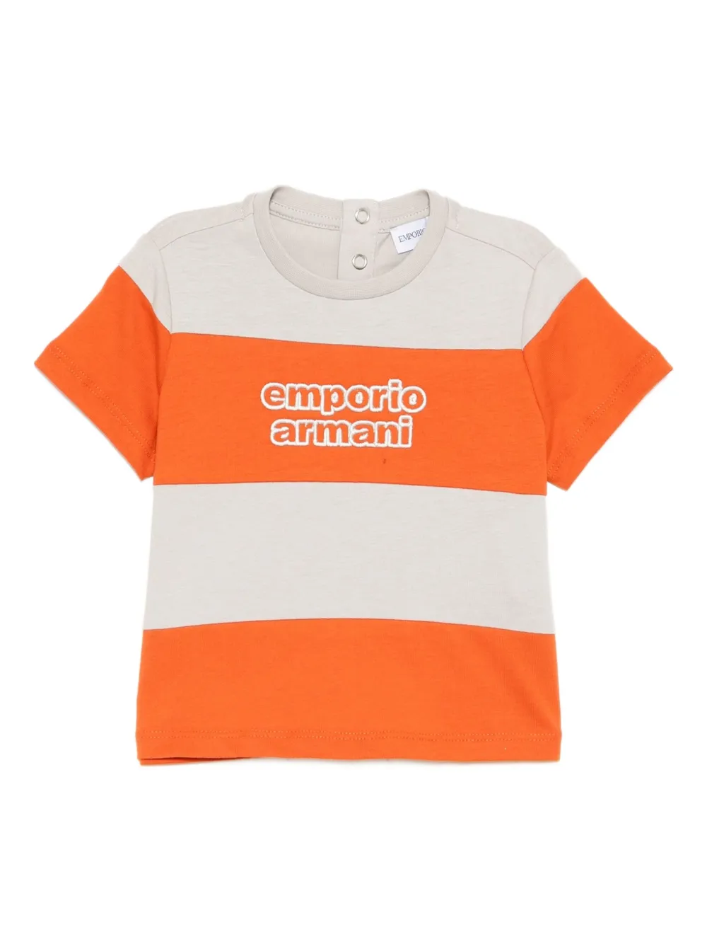 Emporio Armani Kids logo-embroidered striped T-shirt | Neutrals | Image 1