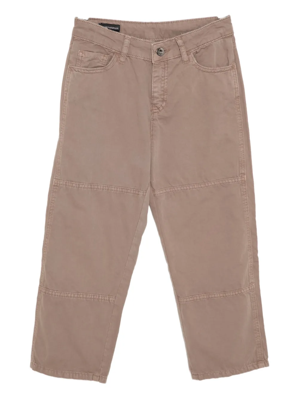 Emporio Armani Straight-leg Cotton Trousers In Brown