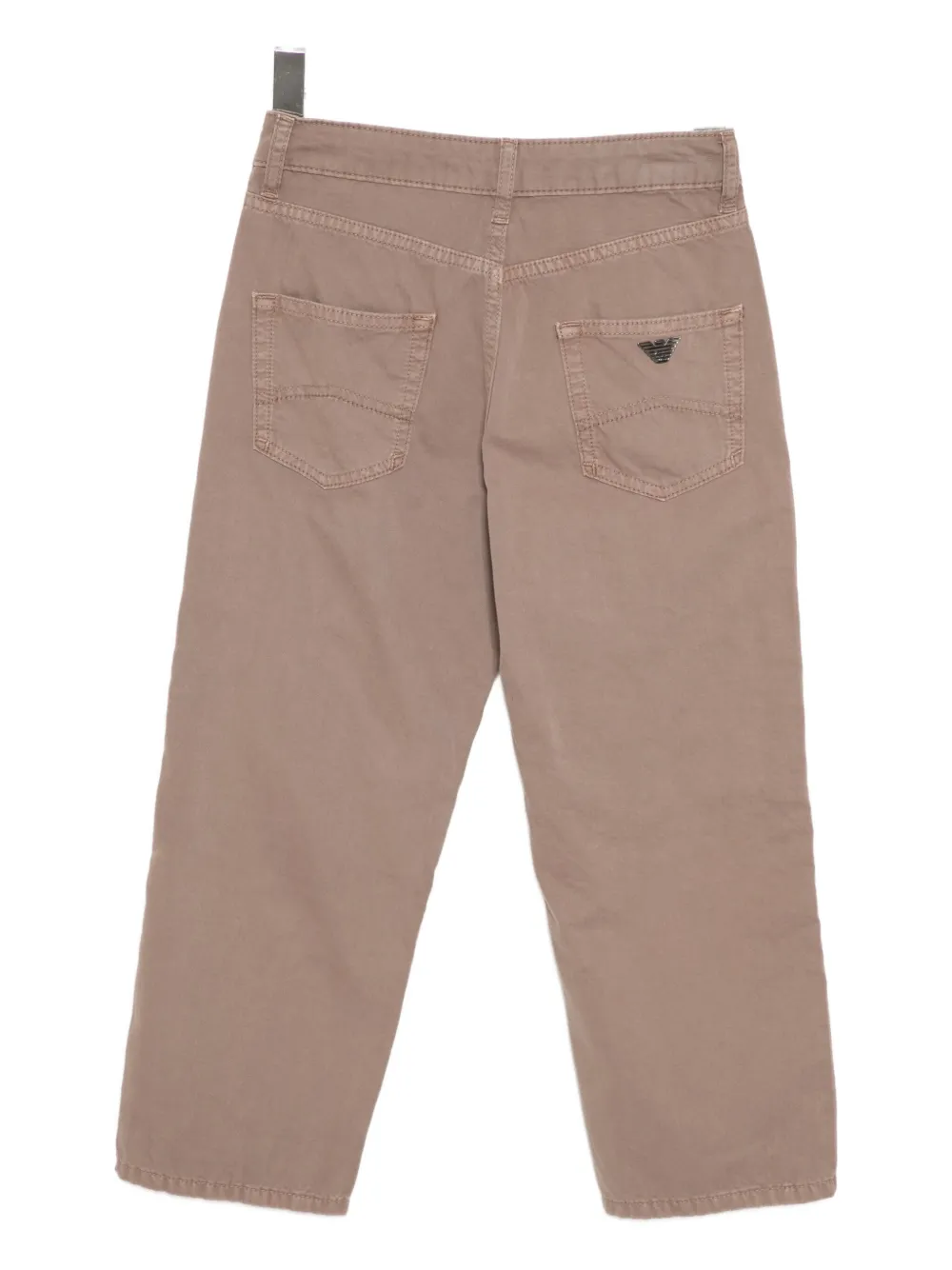Emporio Armani Straight-leg Cotton Trousers In Brown