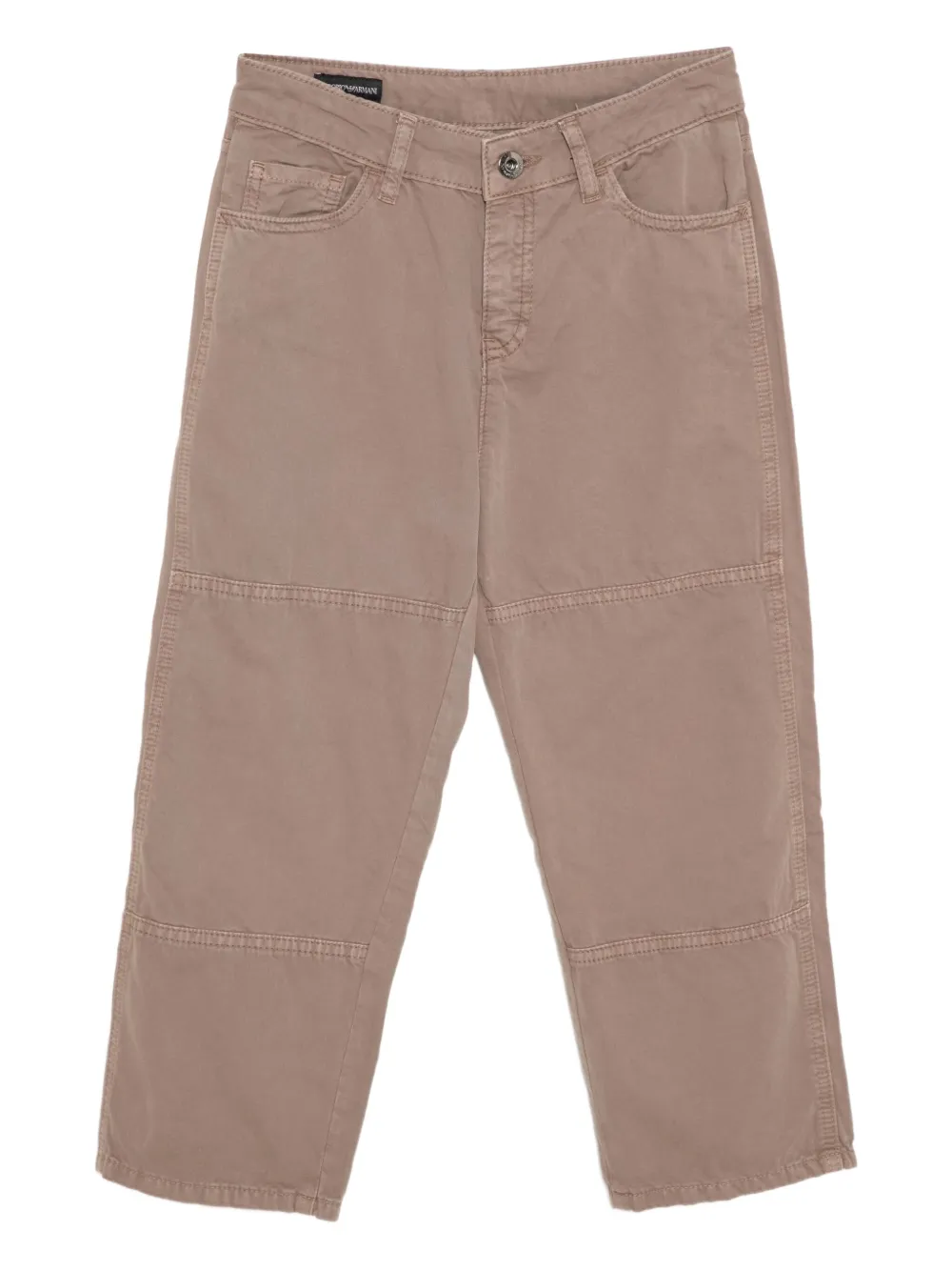 Emporio Armani Kids straight-leg cotton trousers | Brown | Image 1