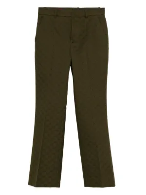 パンツ GUCCI Women Straight Pants 810373ZARFV 3583 green Gucci GG satin jacquard wide-leg pants Gucci
