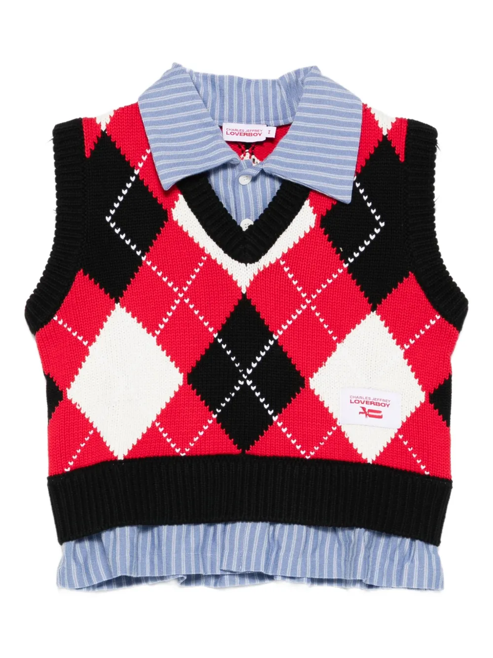 Charles Jeffrey Loverboy geometric-pattern cotton vest | Red | Image 1