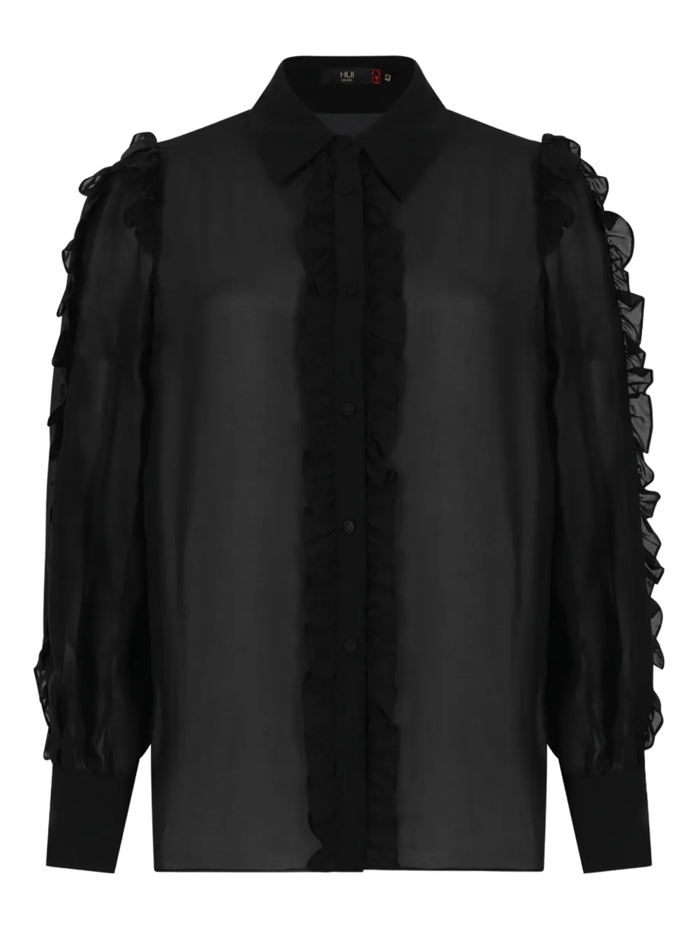 HUI MILANO camisa con volantes y botones | negro | Image 1