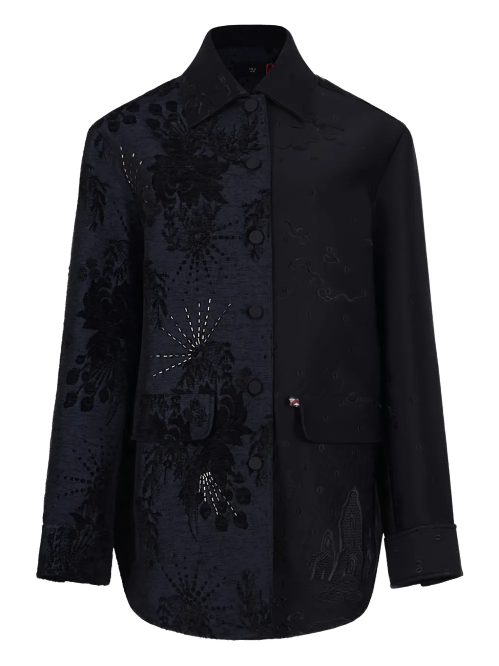 Hui Milano Floral-embroidered Jacket In Black