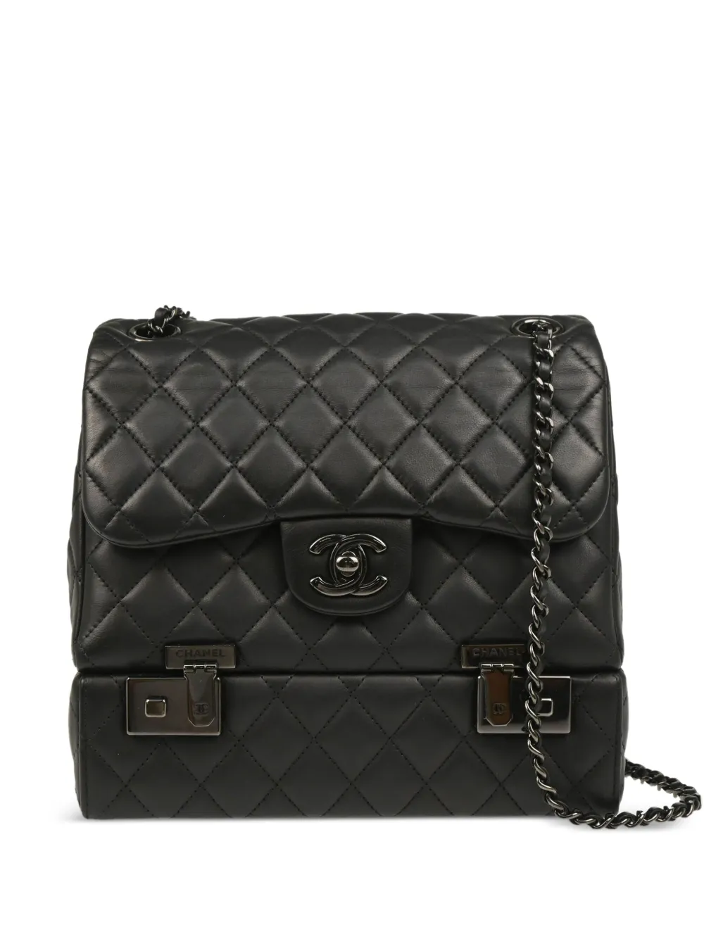 Pre-owned Chanel 2016 Cockpit Flap Shoulder Bag In Black