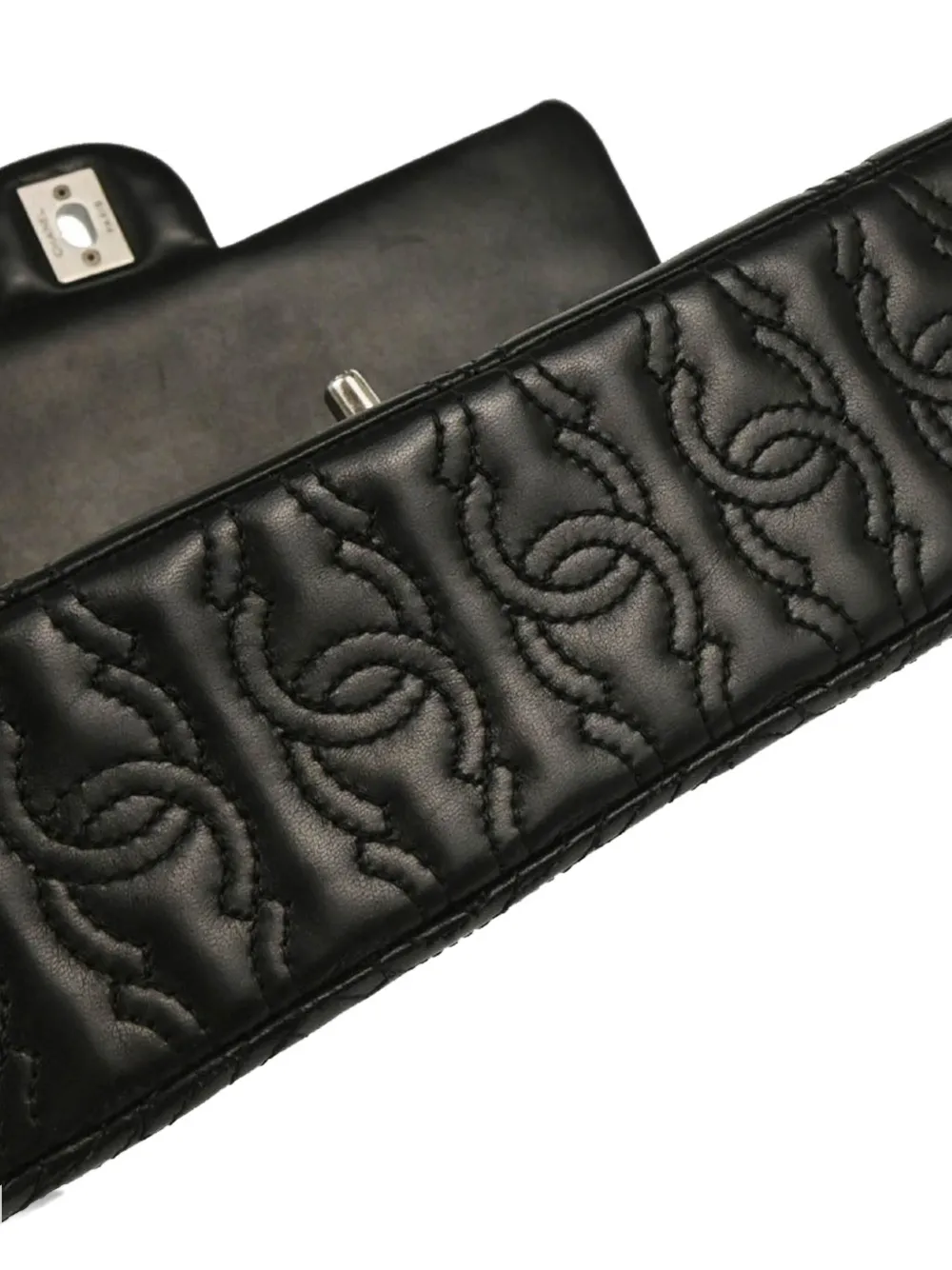 Pre-owned Chanel 2014 Cc Stitch Single Flap Shoulder Bag In Black