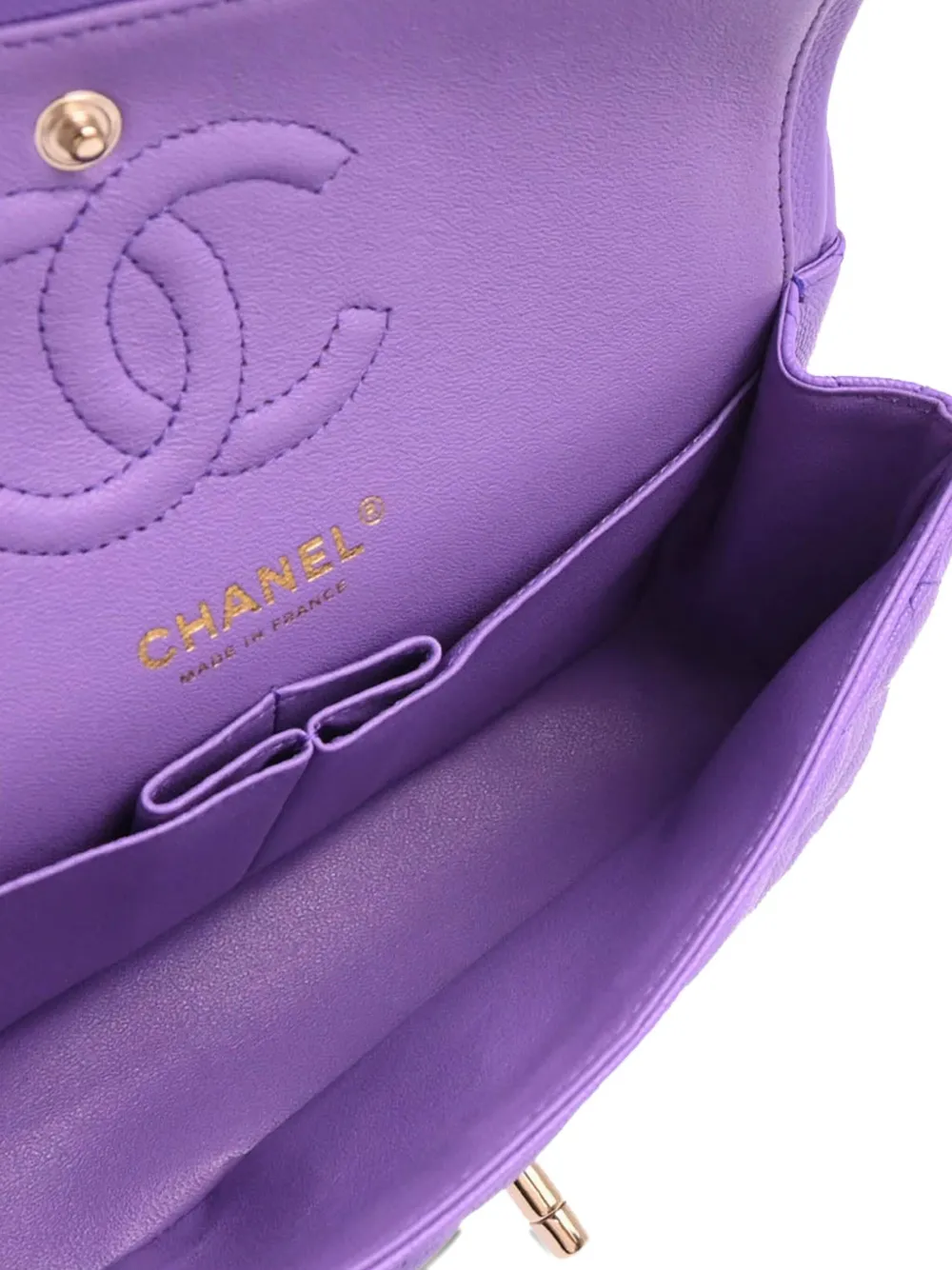 Pre-owned Chanel 2020 Small Classic Double Flap Shoulder Bag In Purple