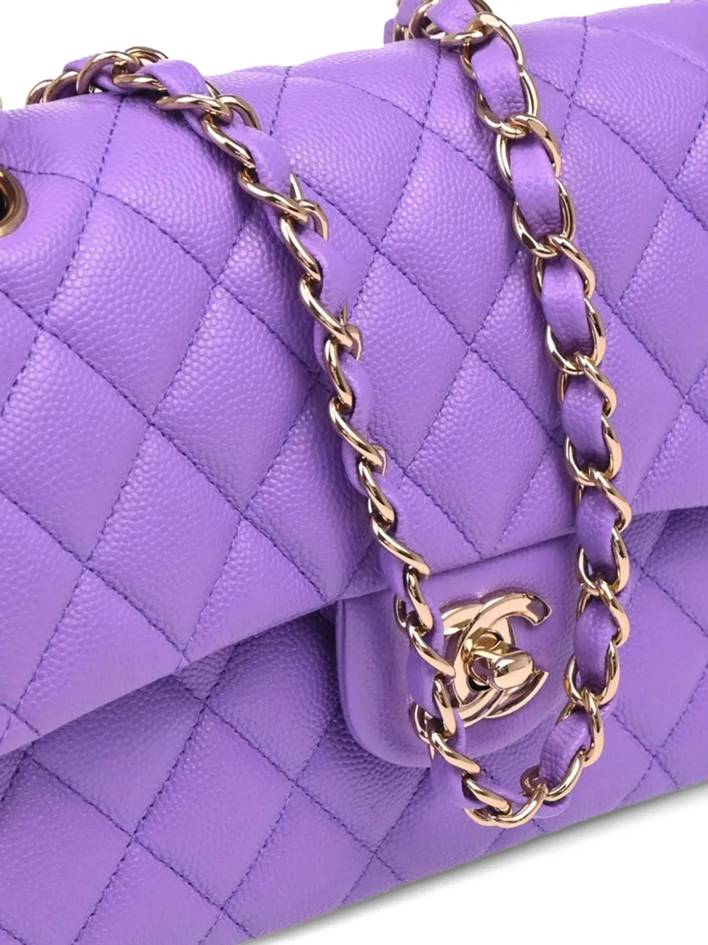 Pre-owned Chanel 2020 Small Classic Double Flap Shoulder Bag In Purple