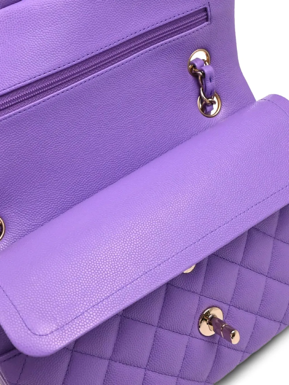 Pre-owned Chanel 2020 Small Classic Double Flap Shoulder Bag In Purple