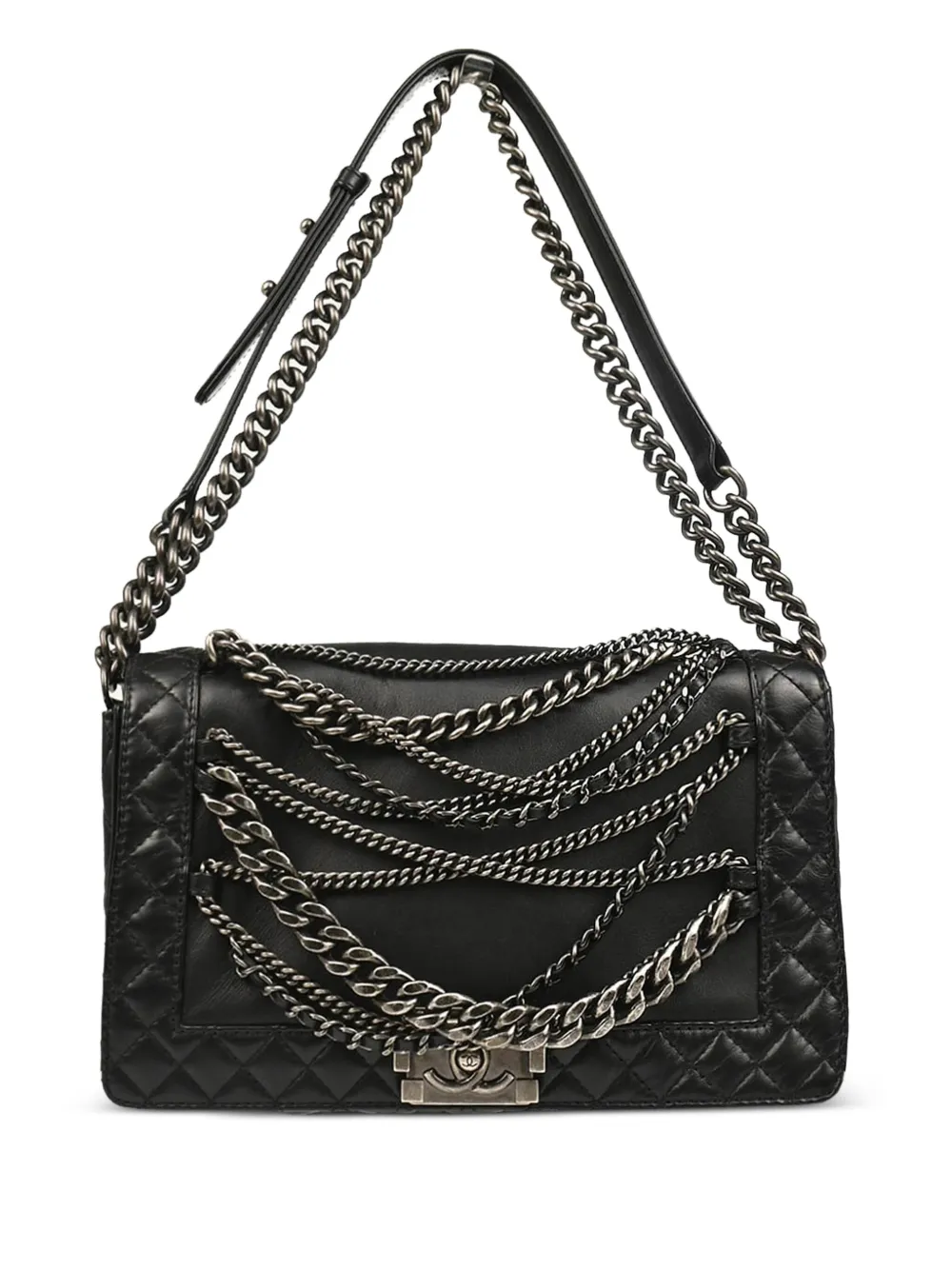 CHANEL Pre-Owned 2014 ミディアム ボーイ レベルソ ニュー ショルダーバッグ - ブラック CHANEL Pre-Owned 2014 ミディアム ボーイ レベルソ ニュー ショルダーバッグ - ブラック