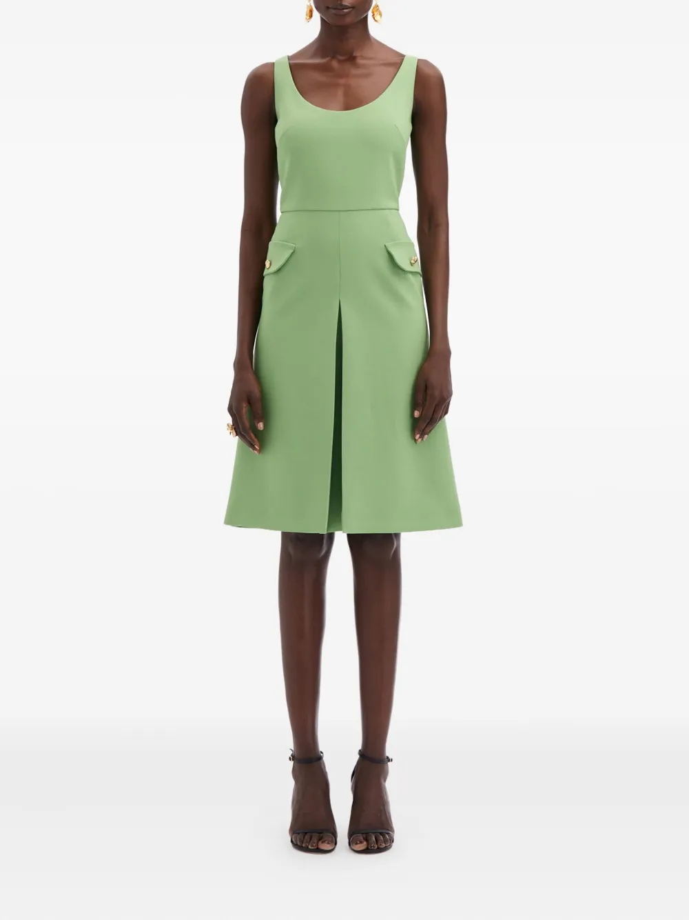 Oscar de la Renta flap-pocket mini dress - Groen