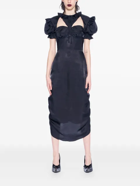 pushBUTTON cut-out ruffled dress