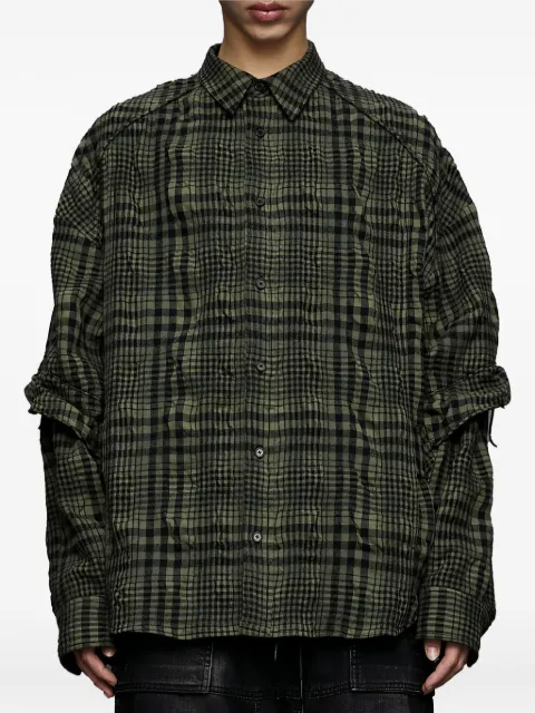 Juun.J plaid ruffle shirt