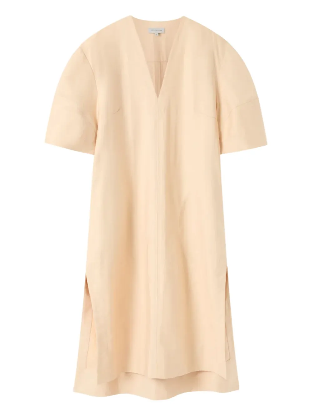 Lee Mathews Emery V-neck Side-slit Midi Dress In Neutral