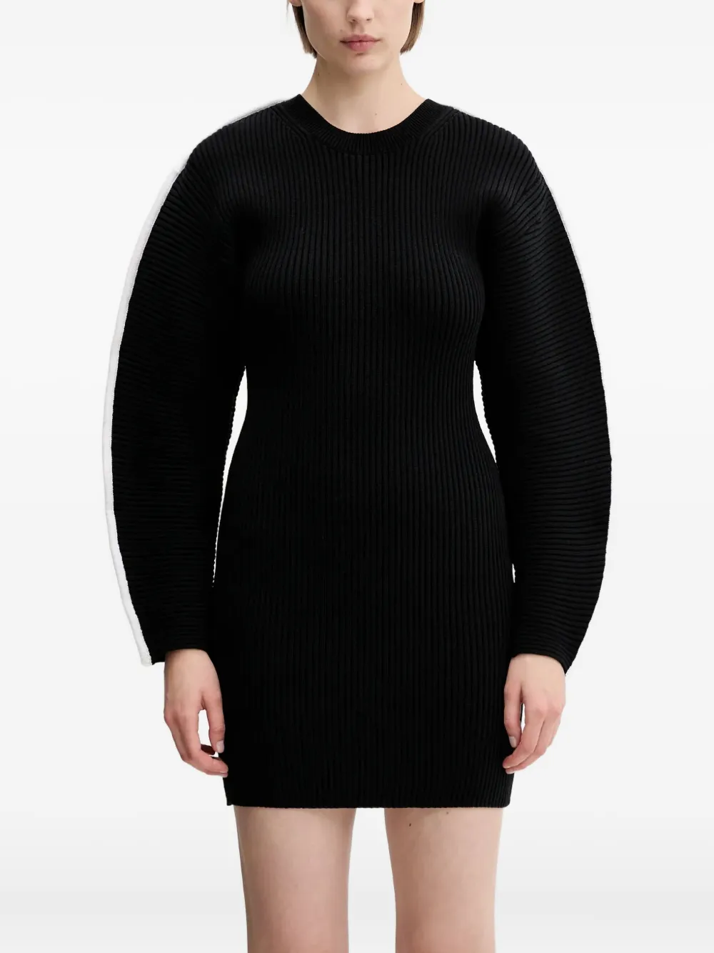 Sportmax Robe En Maille De Coton Stretch In Black