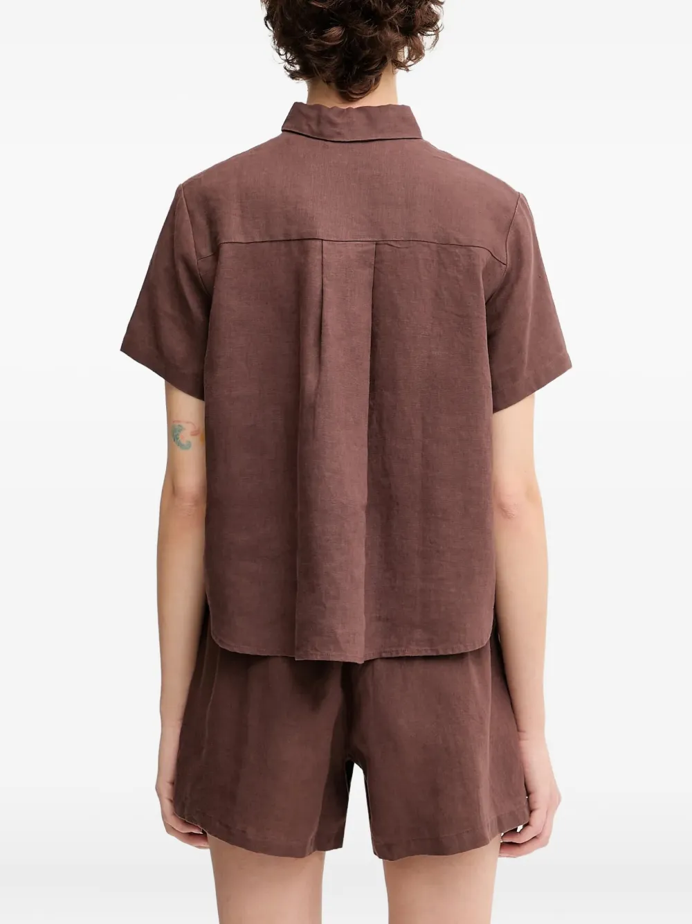 Samsoe & Samsoe Short-sleeve Buttoned Shirt In Brown