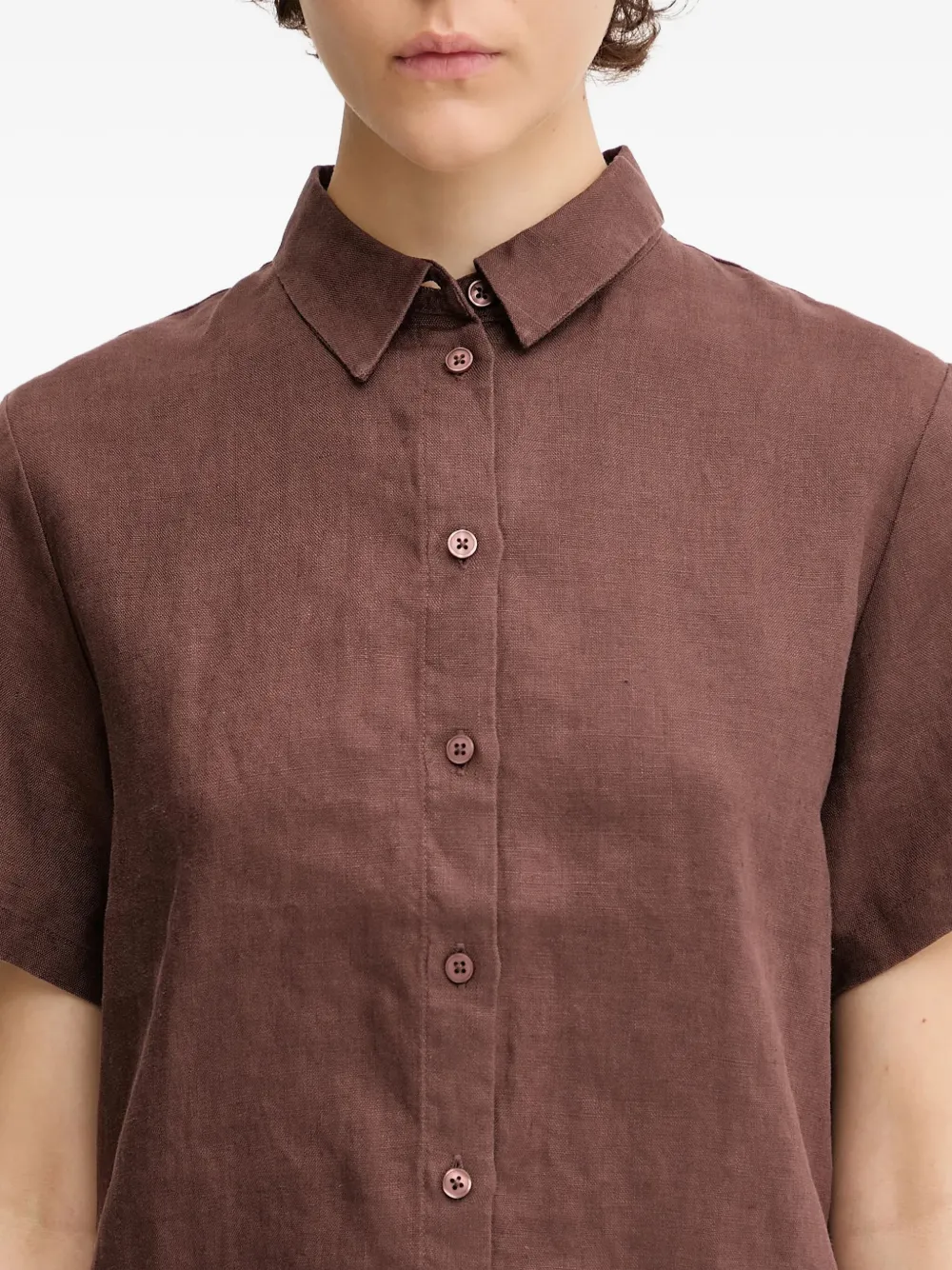 Samsoe & Samsoe Short-sleeve Buttoned Shirt In Brown