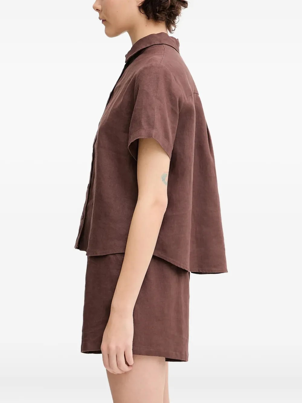Samsoe & Samsoe Short-sleeve Buttoned Shirt In Brown