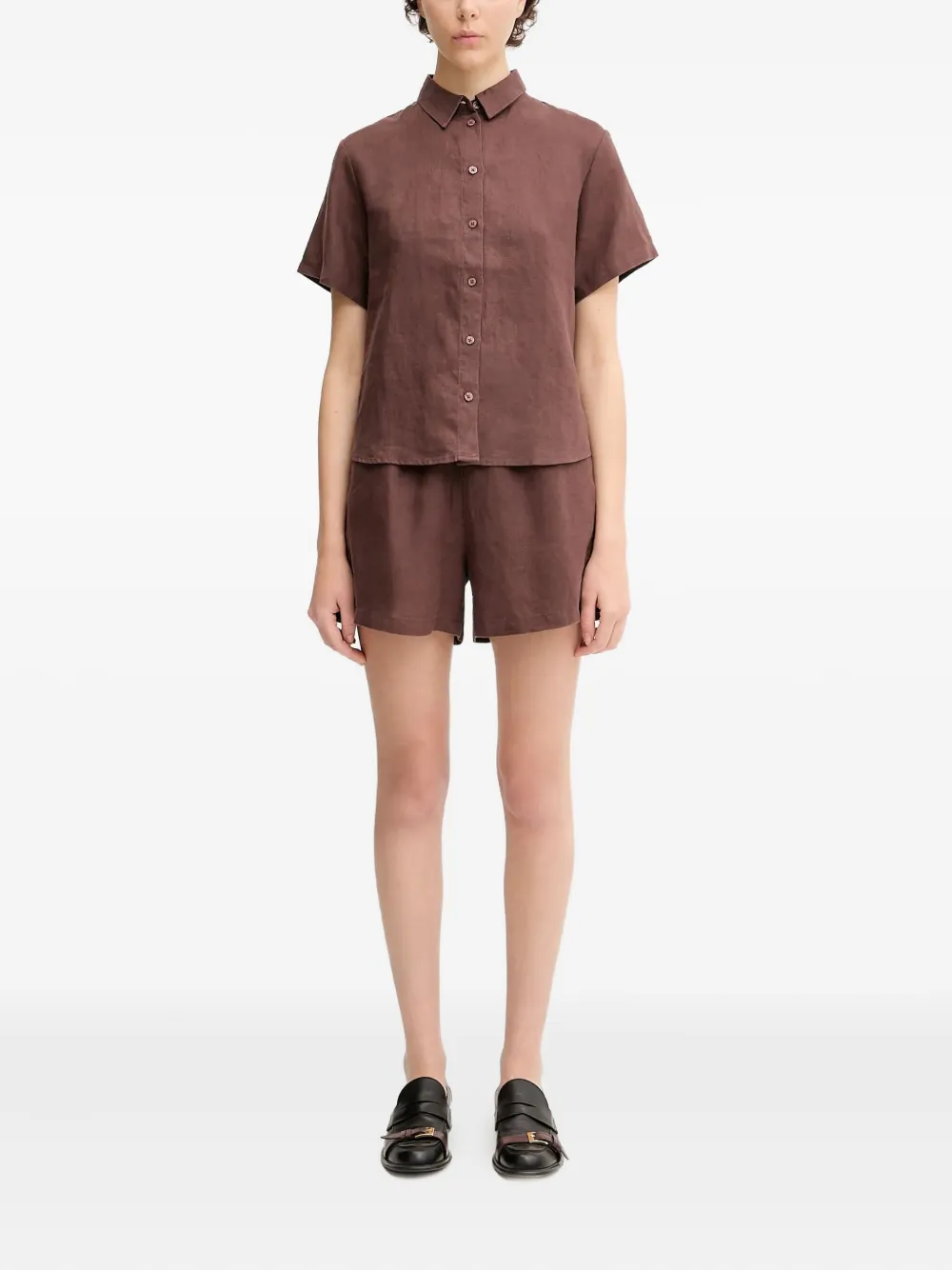 Samsoe & Samsoe Short-sleeve Buttoned Shirt In Brown