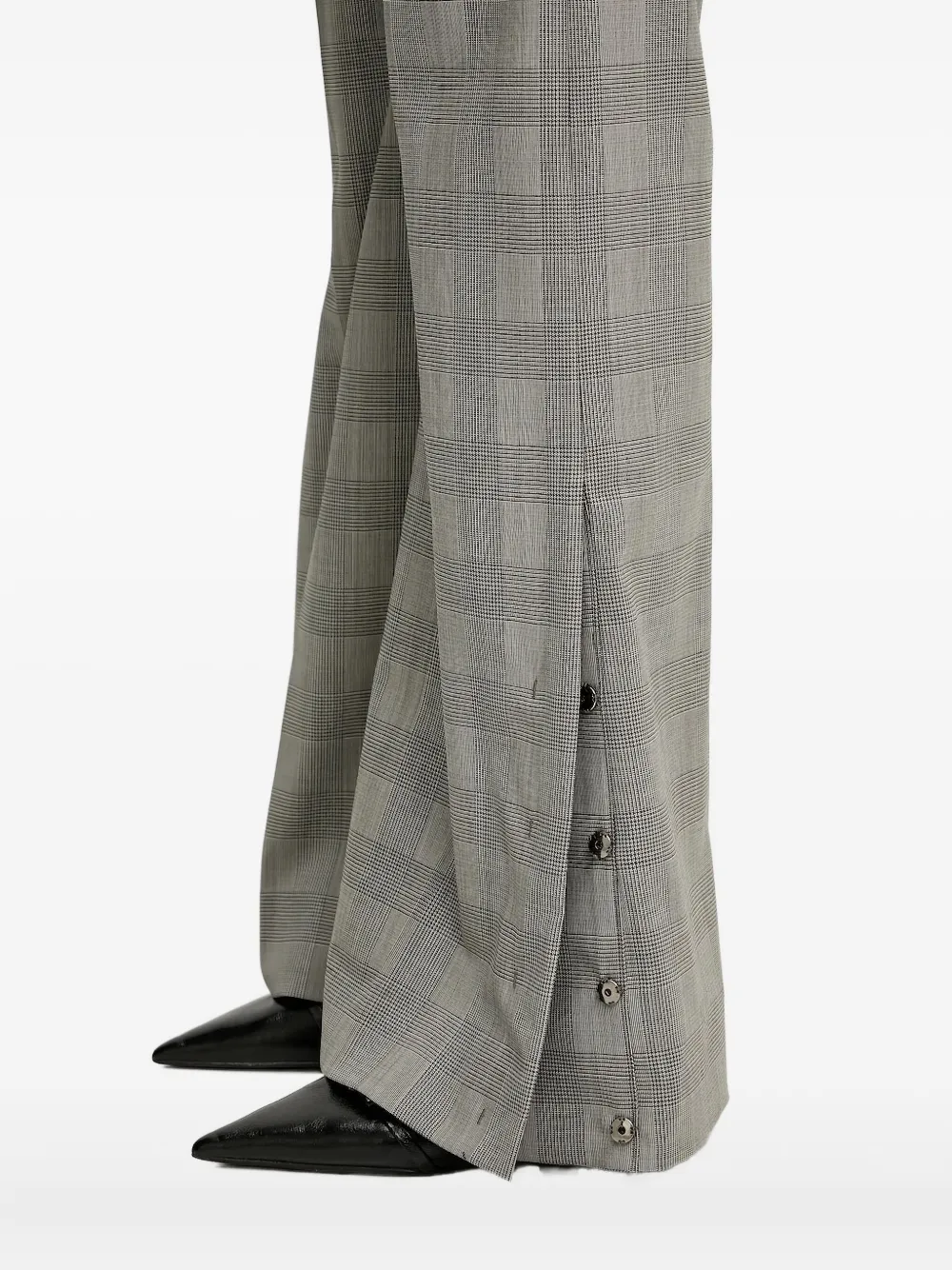 Sportmax Checked Side-button Trousers In Gray