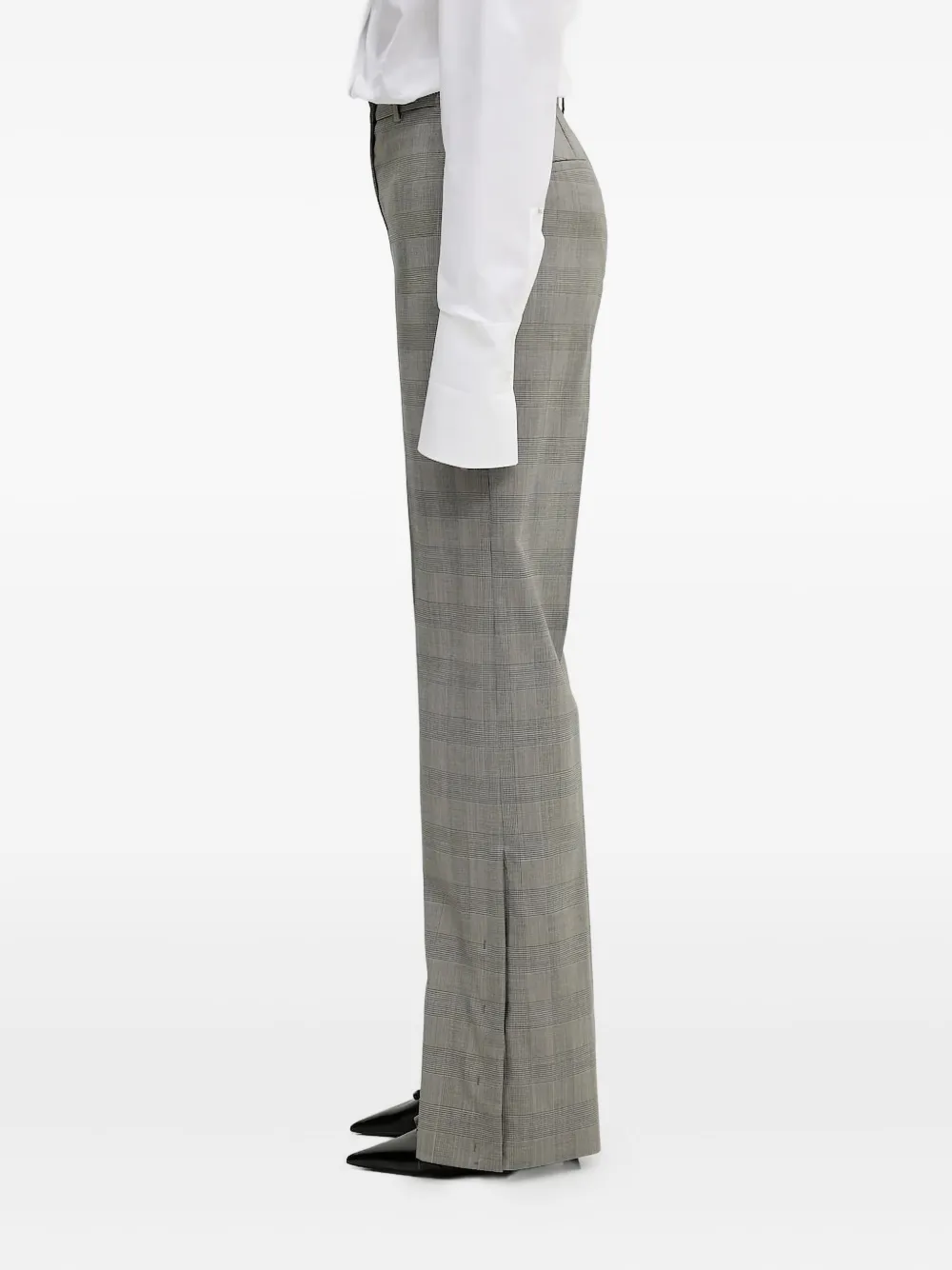 Sportmax checked side-button trousers Grijs