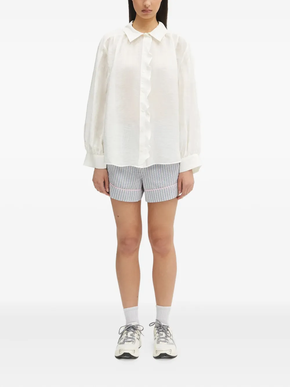 SAMSOE Blouse met ruchekraag Wit