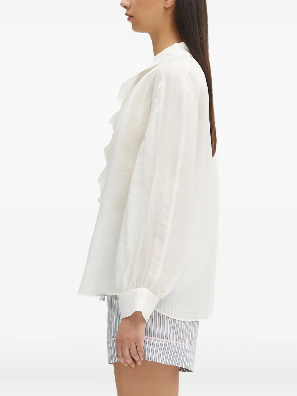 SAMSOE Blouse met ruchekraag Wit