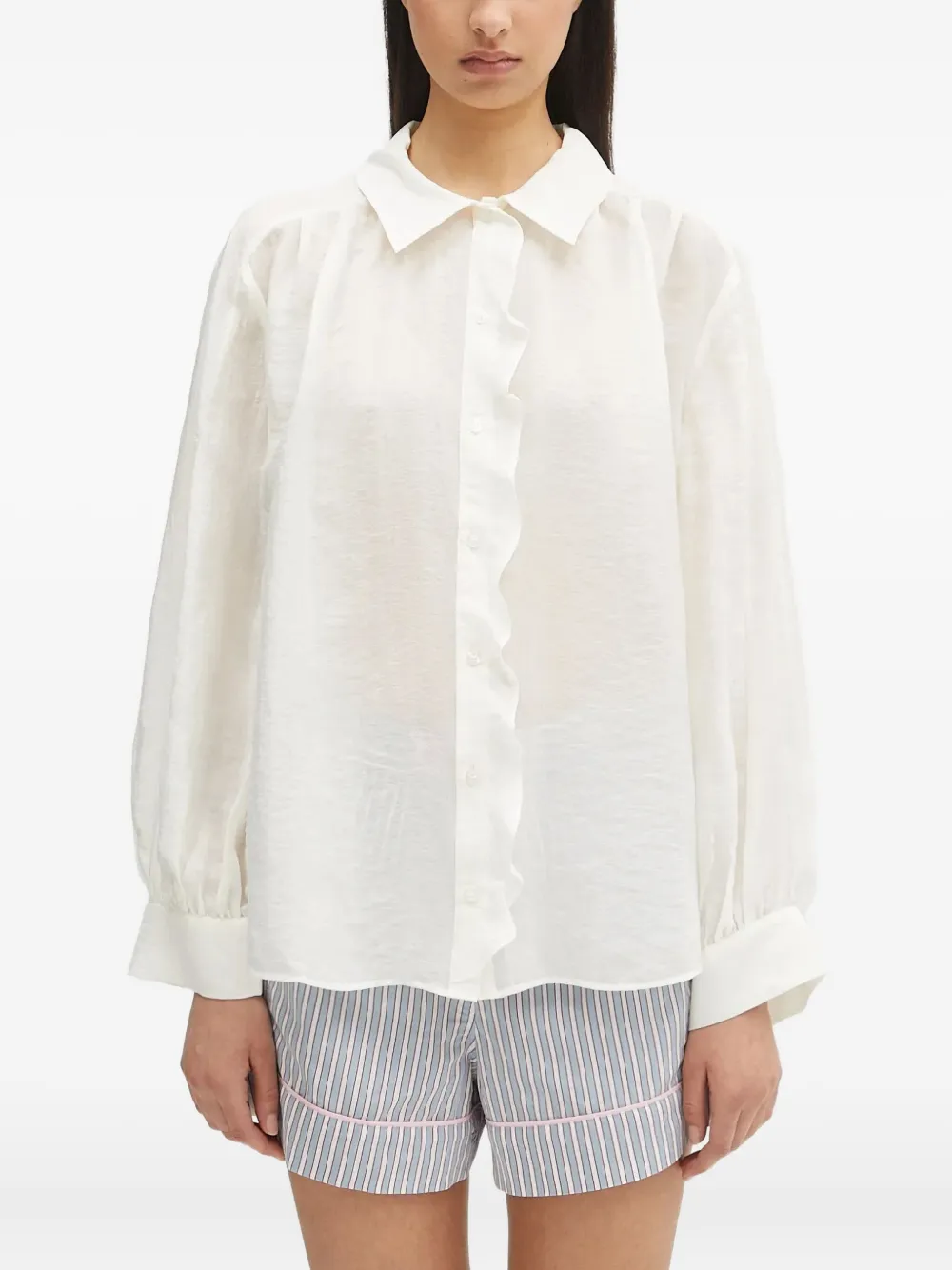 SAMSOE Blouse met ruchekraag Wit