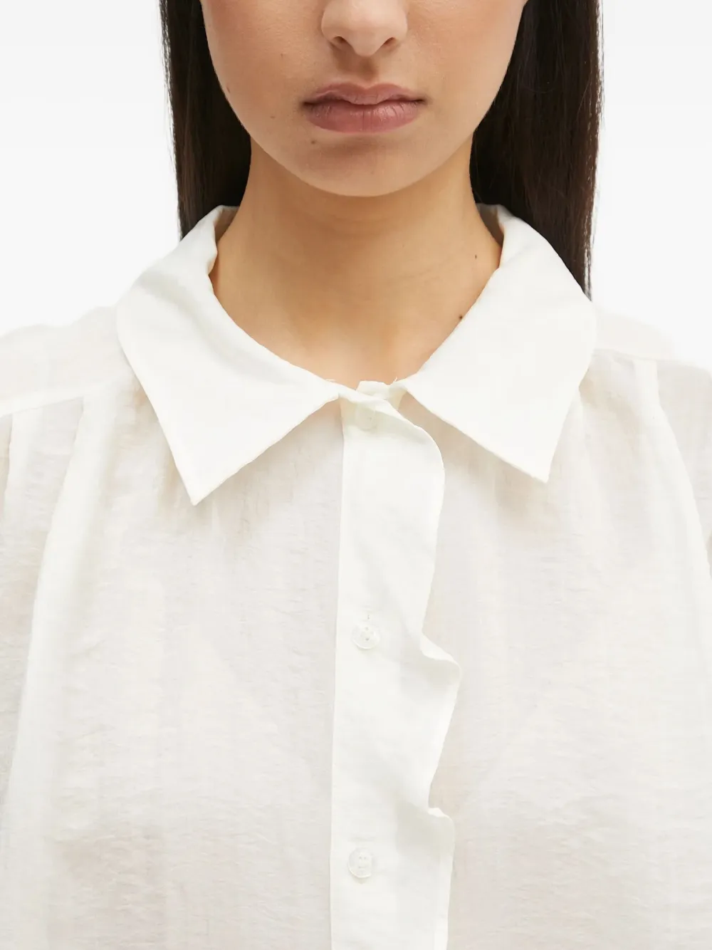 SAMSOE Blouse met ruchekraag Wit