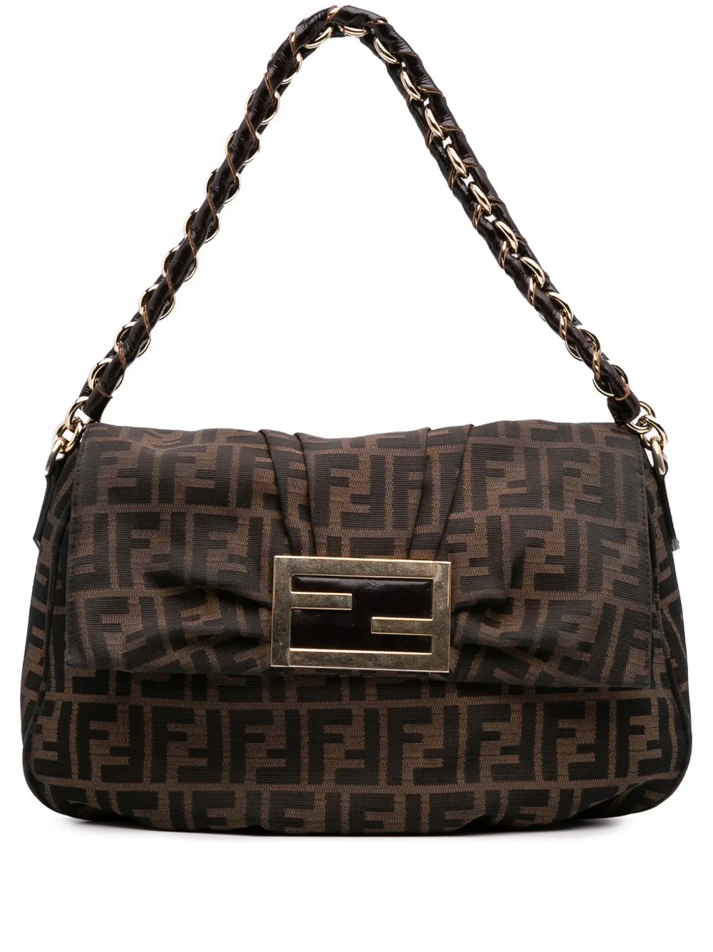 Fendi Pre-Owned 2010-2025 Zucca Canvas Mia Flap shoulder bag - ブラウン Fendi Pre-Owned 2010-2025 Zucca Canvas Mia Flap shoulder bag - ブラウン