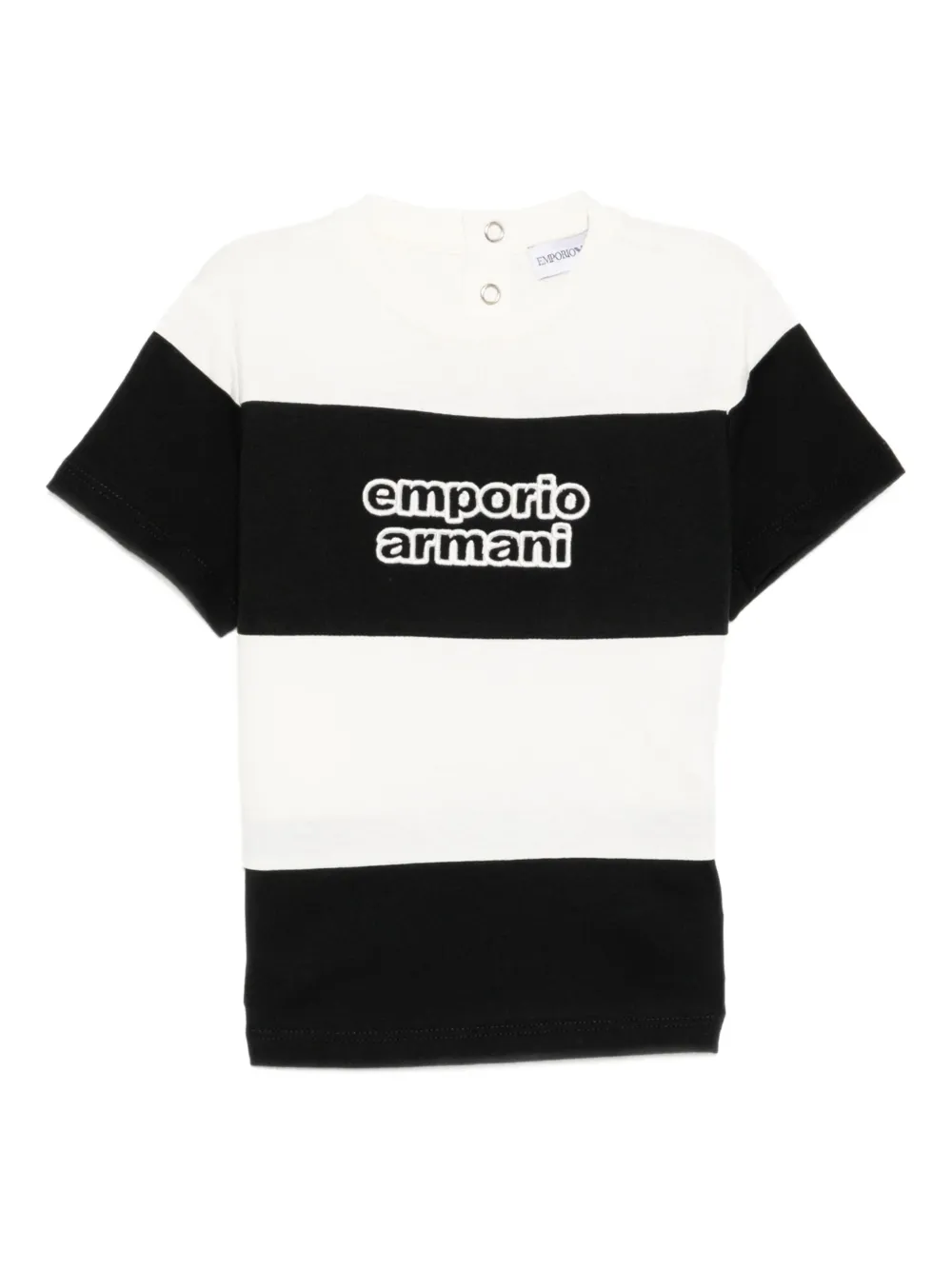 Emporio Armani Kids logo-embroidered striped T-shirt | Black | Image 1