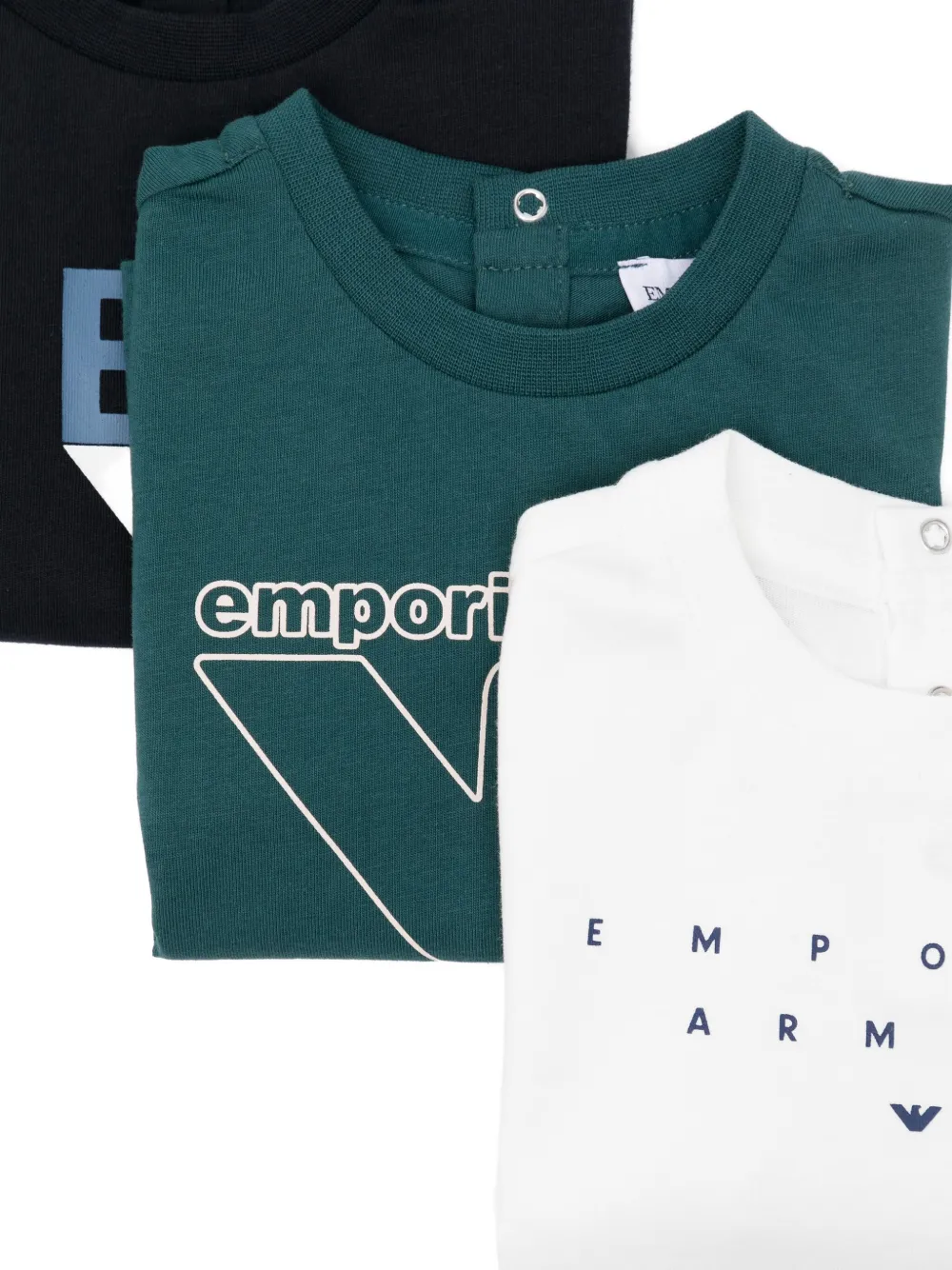 Emporio Armani Kids Drie T-shirts met logoprint Blauw