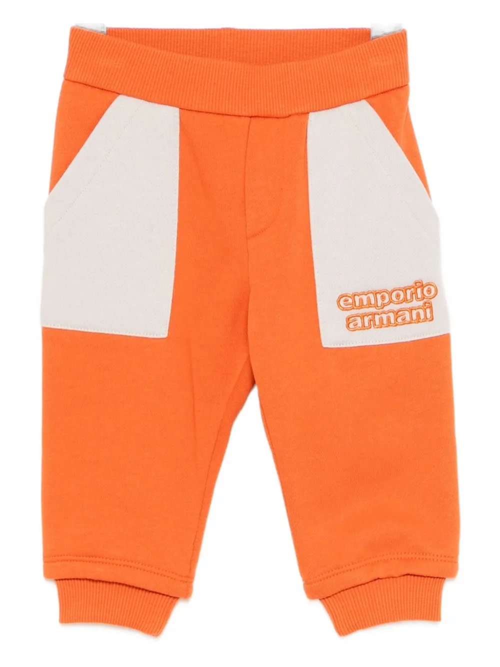 Emporio Armani Asv Logo-embroidered Trousers In Orange
