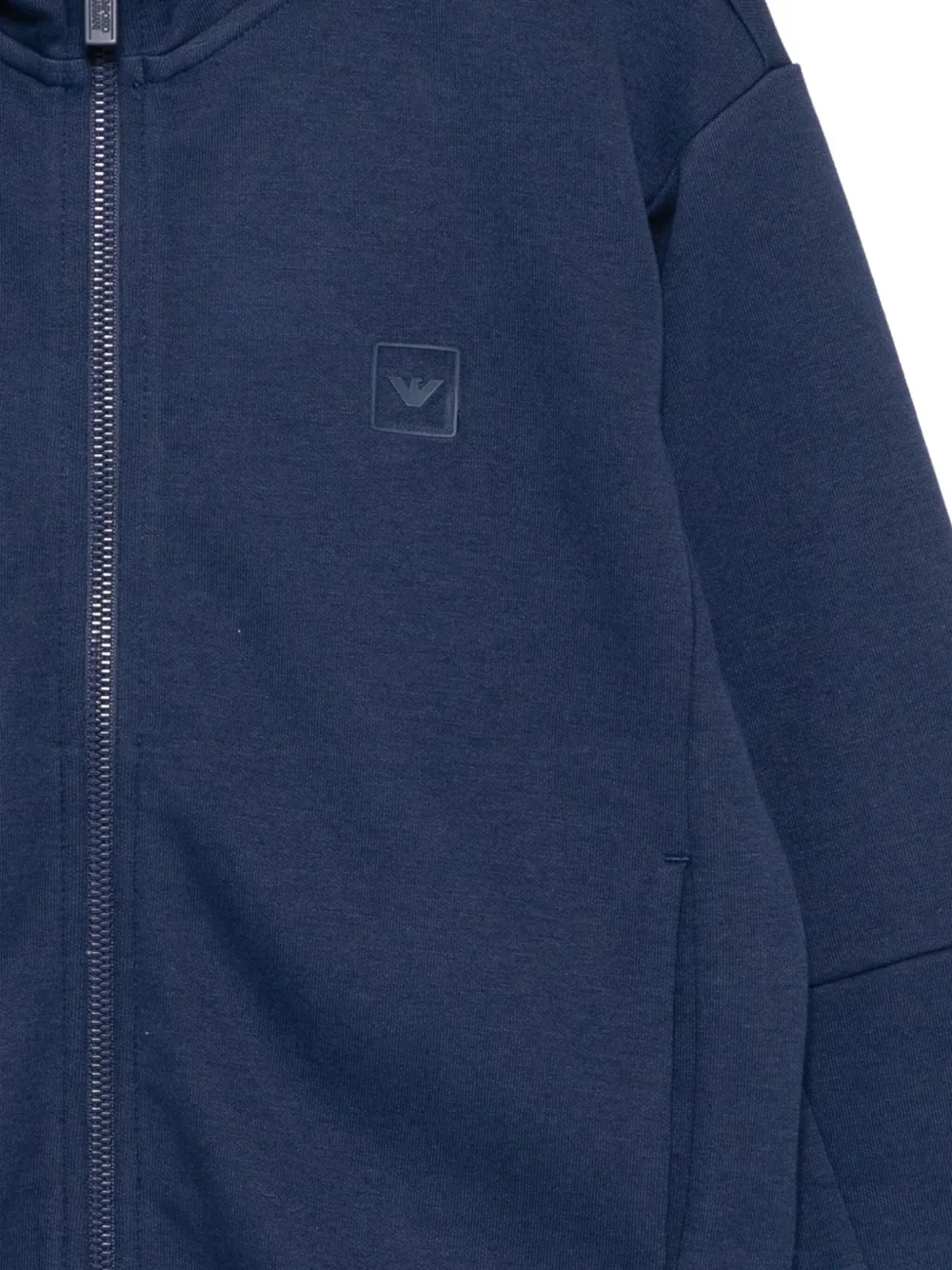 Emporio Armani Logo-appliqué Hoodie In Blue
