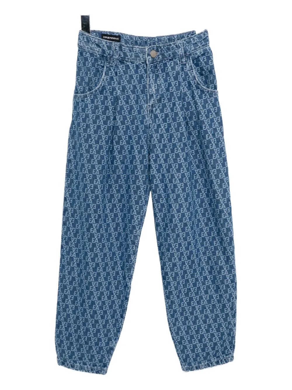 Emporio Armani All-over Logo Print Jeans In Blue